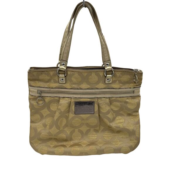 Coach OP Poppy Canvas Tote*Lurex Gold*2010 Bag from Poppy Collection*Gorgeous - Picture 1 of 14